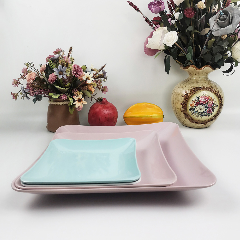 Onbreekbare melamine schotel vierkante vorm dinerborden voor restaurant