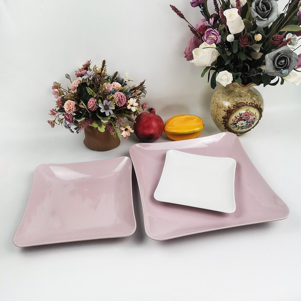 Onbreekbare melamine schotel vierkante vorm dinerborden voor restaurant