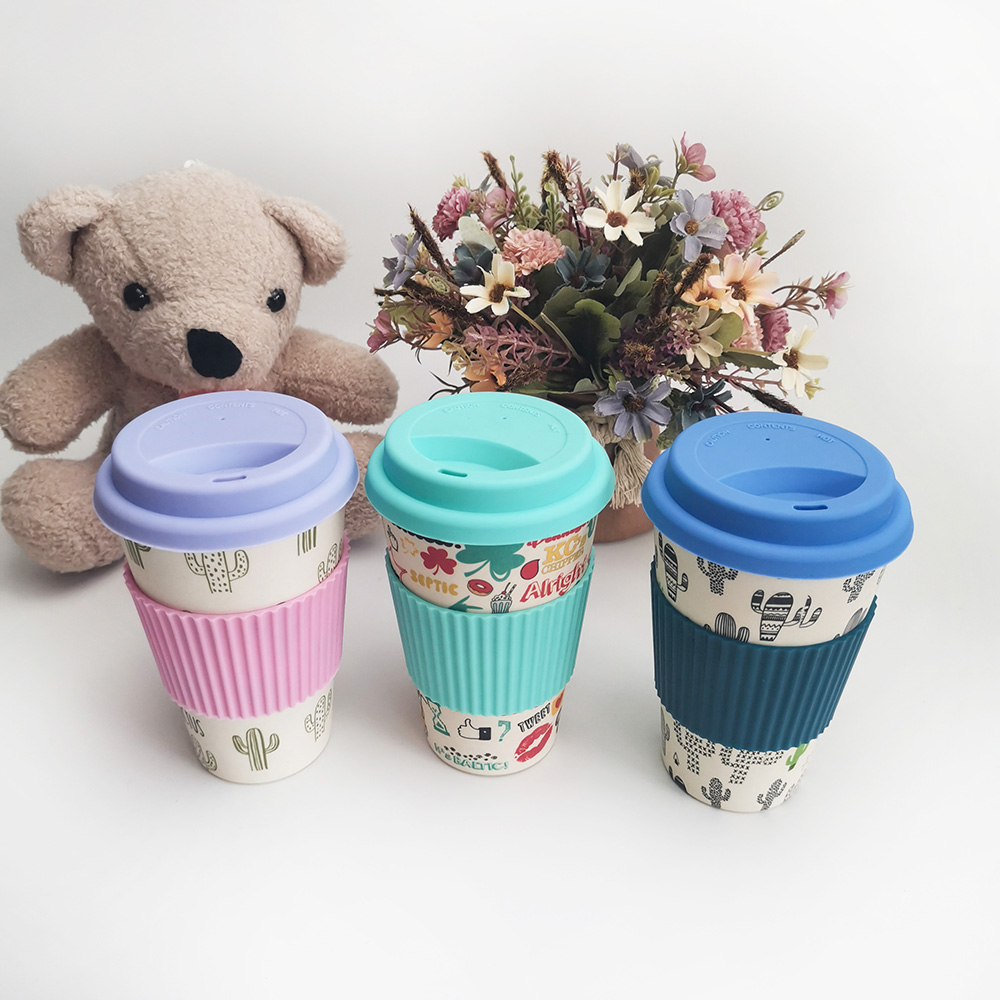 Niet-toxisch ontwerp 400ML melamine/bamboevezel koffiekop met deksels