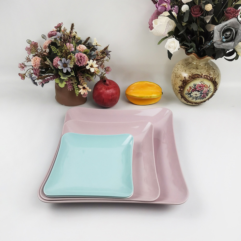 Onbreekbare melamine schotel vierkante vorm dinerborden voor restaurant