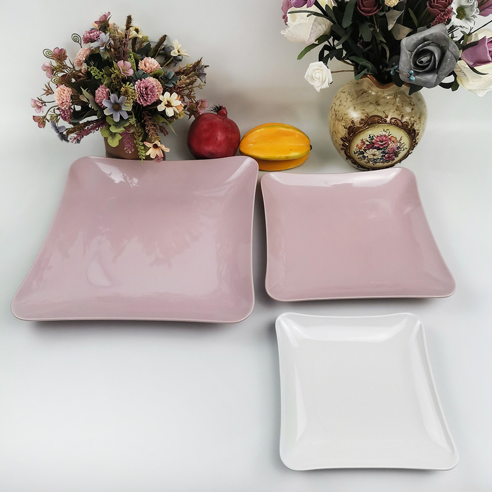 Onbreekbare melamine schotel vierkante vorm dinerborden voor restaurant
