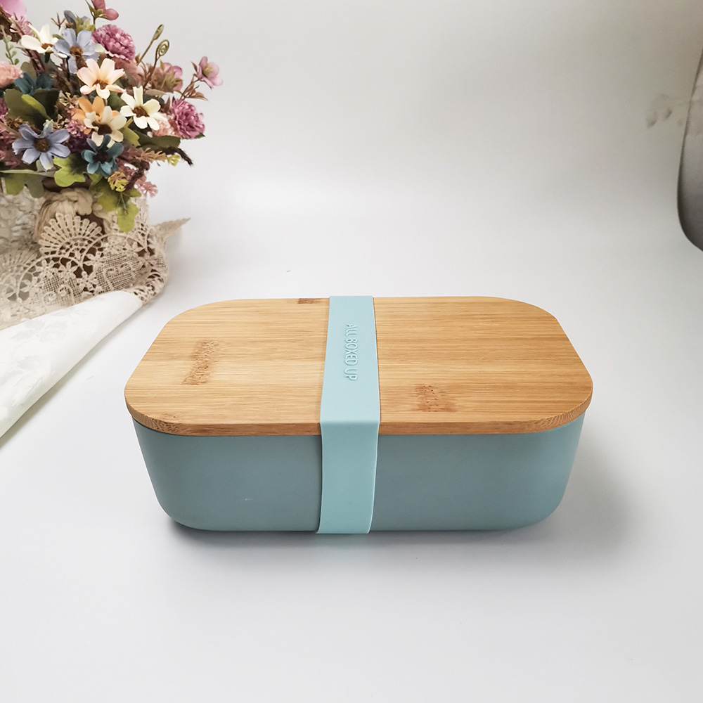 Milieuvriendelijk gemaakt van bamboevezel composiet lunchcontainer met afneembare verdeler Natuurlijk bamboe deksel