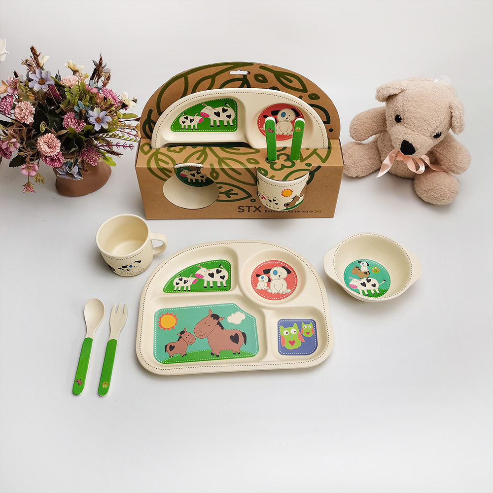 Cartoon Dieren 4 Lattice Melamine Keuken Servies Kid Servies Geschenkset