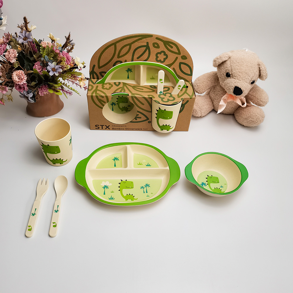 Nieuw Design Cartoon Melamine of Bamboevezel Kinderen Servies Set