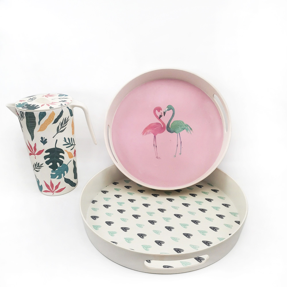 Ronde Flamingo Bamboevezel Gezond dienblad voor thuis